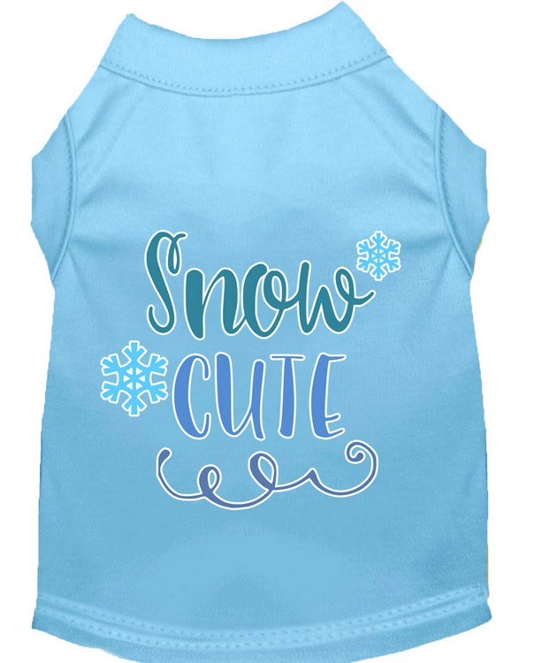 Snow Cute Screen Print Dog Shirt Baby Blue XS